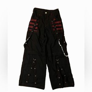 baggy black and red pants
